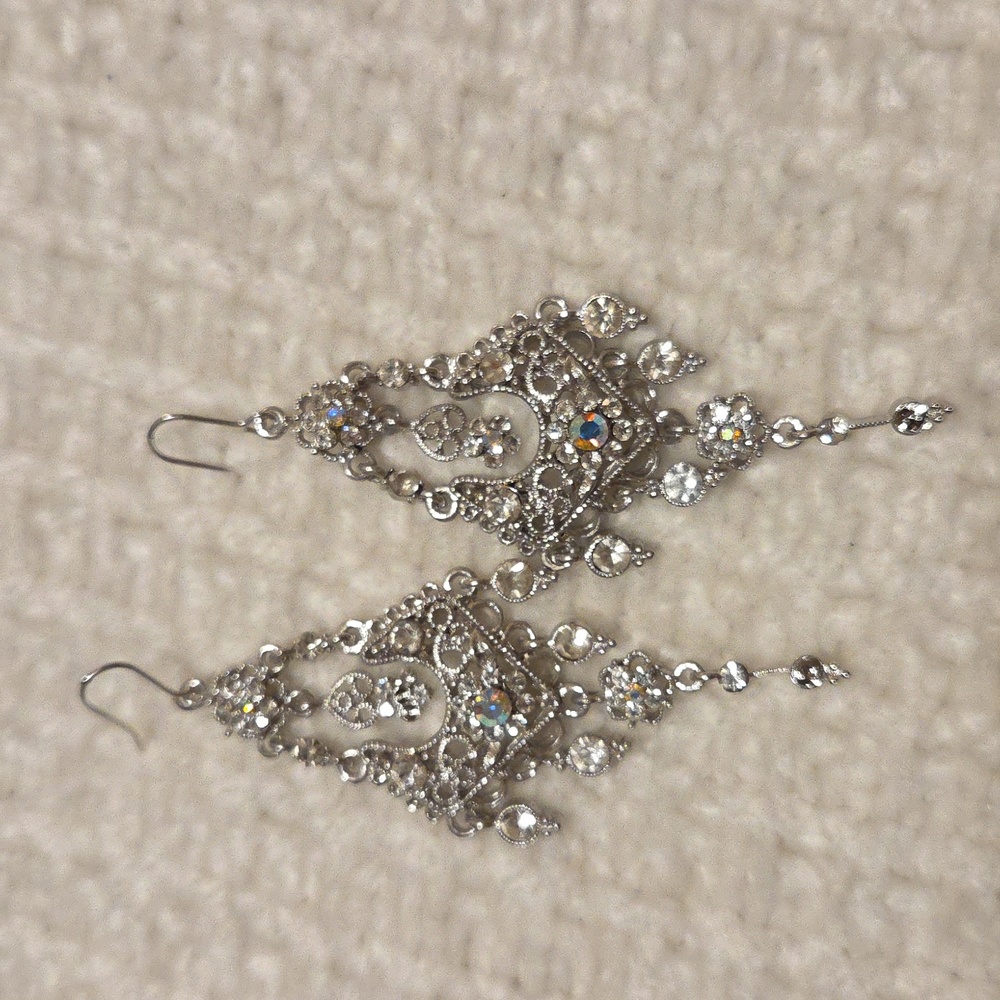 Elegant Silver Chandelier Earrings